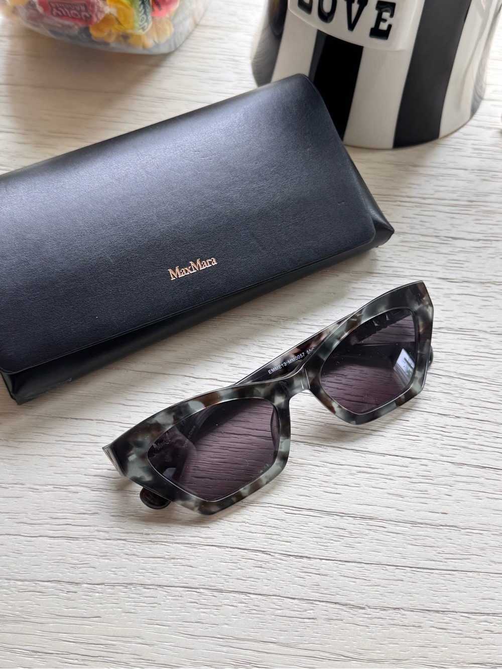 NEW MaxMara Gray Tortoiseshell Cat-Eye Sunglasses